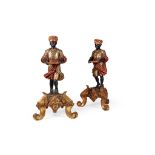 PAIR OF VENETIAN CARVED, POLYCHROMED AND GILT FIGURES OF NORTH AFRICAN ATTENDANTS LATE 19TH/ EARLY