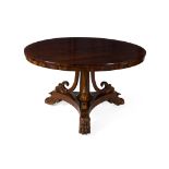 Y WILLIAM IV ROSEWOOD BREAKFAST TABLE EARLY 19TH CENTURY