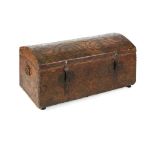 LEATHER AND BRASS STUDDED DOME TOP TRUNK 17TH CENTURY
