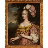 17TH CENTURY FRENCH SCHOOL HALF LENGTH PORTRAIT OF A LADY AS DIANA