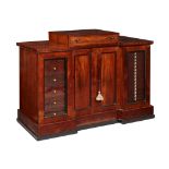 Y GEORGE IV ROSEWOOD AND BRASS INLAID COLLECTOR'S CABINET, IN THE MANNER OF GEORGE BULLOCK EARLY