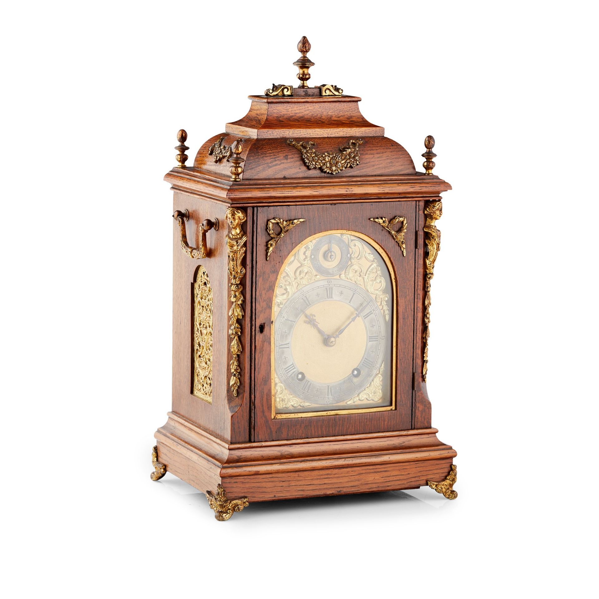 OAK BRACKET CLOCK, WINTERHALDER & HOFMEIER LATE 19TH CENTURY - Image 2 of 3