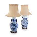 PAIR OF CHINESE BLUE AND WHITE BALUSTER VASES 19TH CENTURY