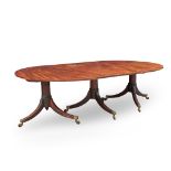 REGENCY MAHOGANY TRIPLE PEDESTAL DINING TABLE EARLY 19TH CENTURY