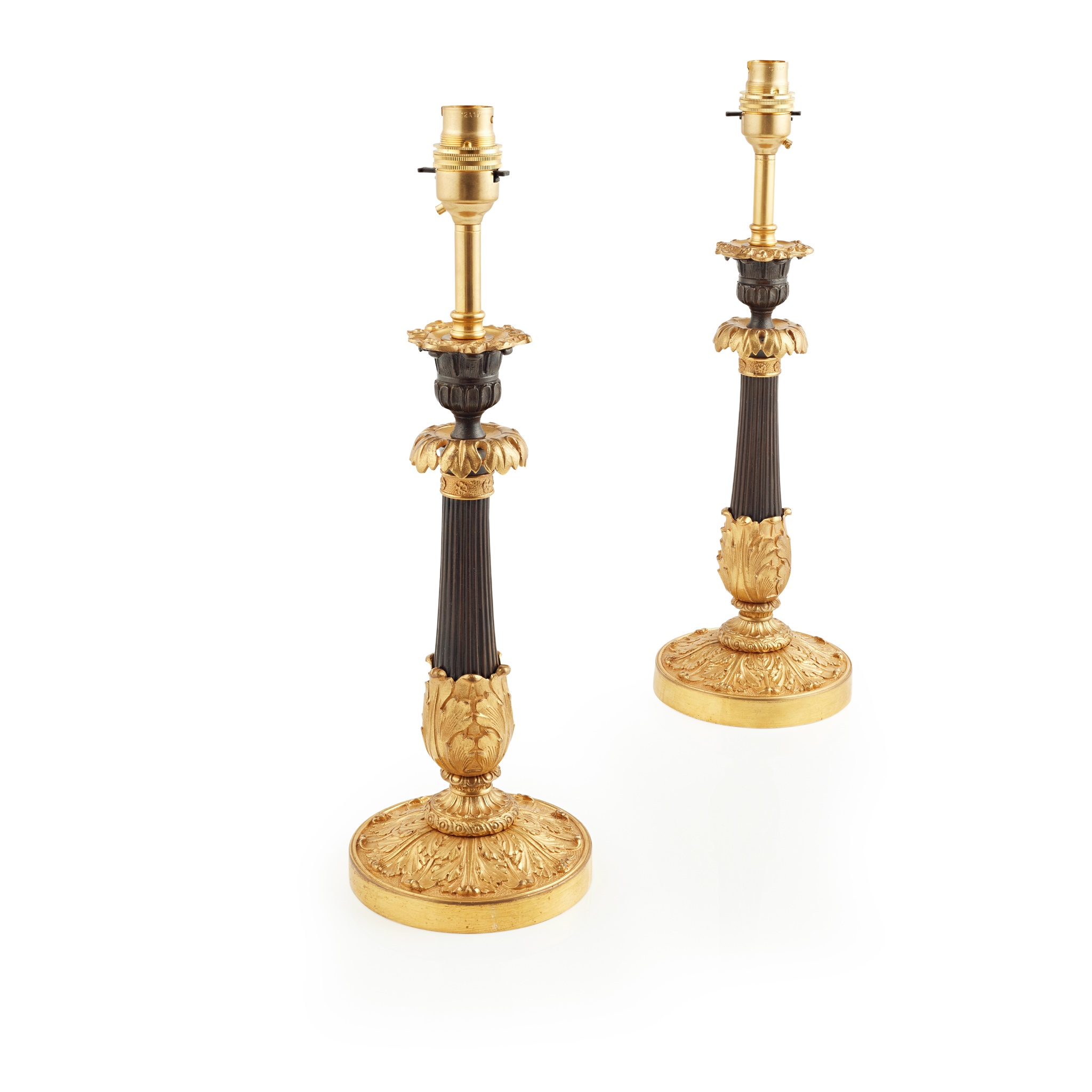 PAIR OF GILT AND PATINATED METAL LAMPS 19TH CENTURY - Image 2 of 2