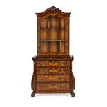 DUTCH WALNUT AND MARQUETRY DISPLAY CABINET-ON-CHEST EARLY 19TH CENTURY