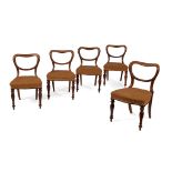SET OF FIVE VICTORIAN MAHOGANY BALLOON BACK DINING CHAIRS MID 19TH CENTURY