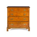 GEORGE I WALNUT, INLAY, AND OAK CHEST OF DRAWERS 18TH CENTURY