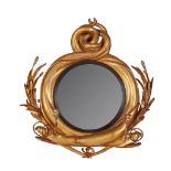 SCOTTISH REGENCY GILTWOOD CONVEX GIRANDOLE MIRROR EARLY 19TH CENTURY