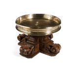 INDIAN URULI BRONZE BOWL AND STAND 19TH CENTURY