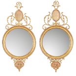 PAIR OF GEORGE III GILT AND VERRE ÉGLOMISÉ MIRRORS EARLY 19TH CENTURY