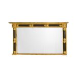 REGENCY GILT AND EBONISED OVERMANTEL MIRROR EARLY 19TH CENTURY