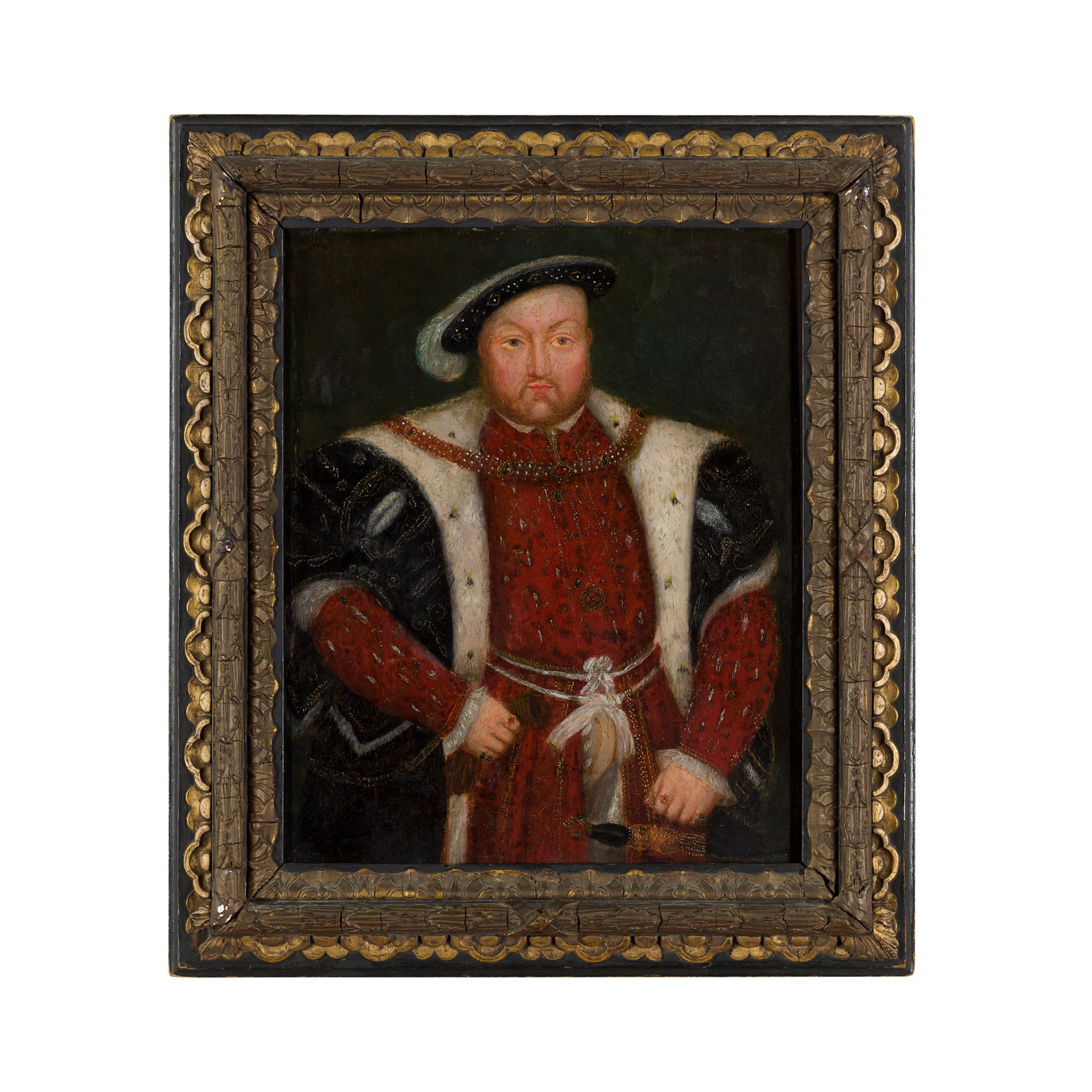 16TH/17TH CENTURY ENGLISH SCHOOL THREE QUARTER LENGTH PORTRAIT OF KING HENRY VIII - Image 2 of 2