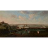 ATTRIBUTED TO SAMUEL SCOTT A PANORAMIC VIEW OF LONDON AND THE THAMES FROM ABOVE GREENWICH PALACE