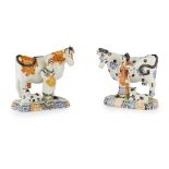 TWO YORKSHIRE PRATTWARE COW AND CALF FIGURES CIRCA 1820