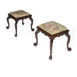 PAIR OF EARLY VICTORIAN MAHOGANY FOOTSTOOLS MID 19TH CENTURY