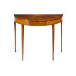 GEORGE III STYLE MAHOGANY AND INLAID DEMI-LUNE TABLE EARLY 20TH CENTURY