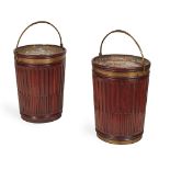 PAIR OF IRISH MAHOGANY PEAT BUCKETS 20TH CENTURY