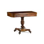 Y REGENCY ROSEWOOD AND BRASS MOUNTED TEA TABLE EARLY 19TH CENTURY