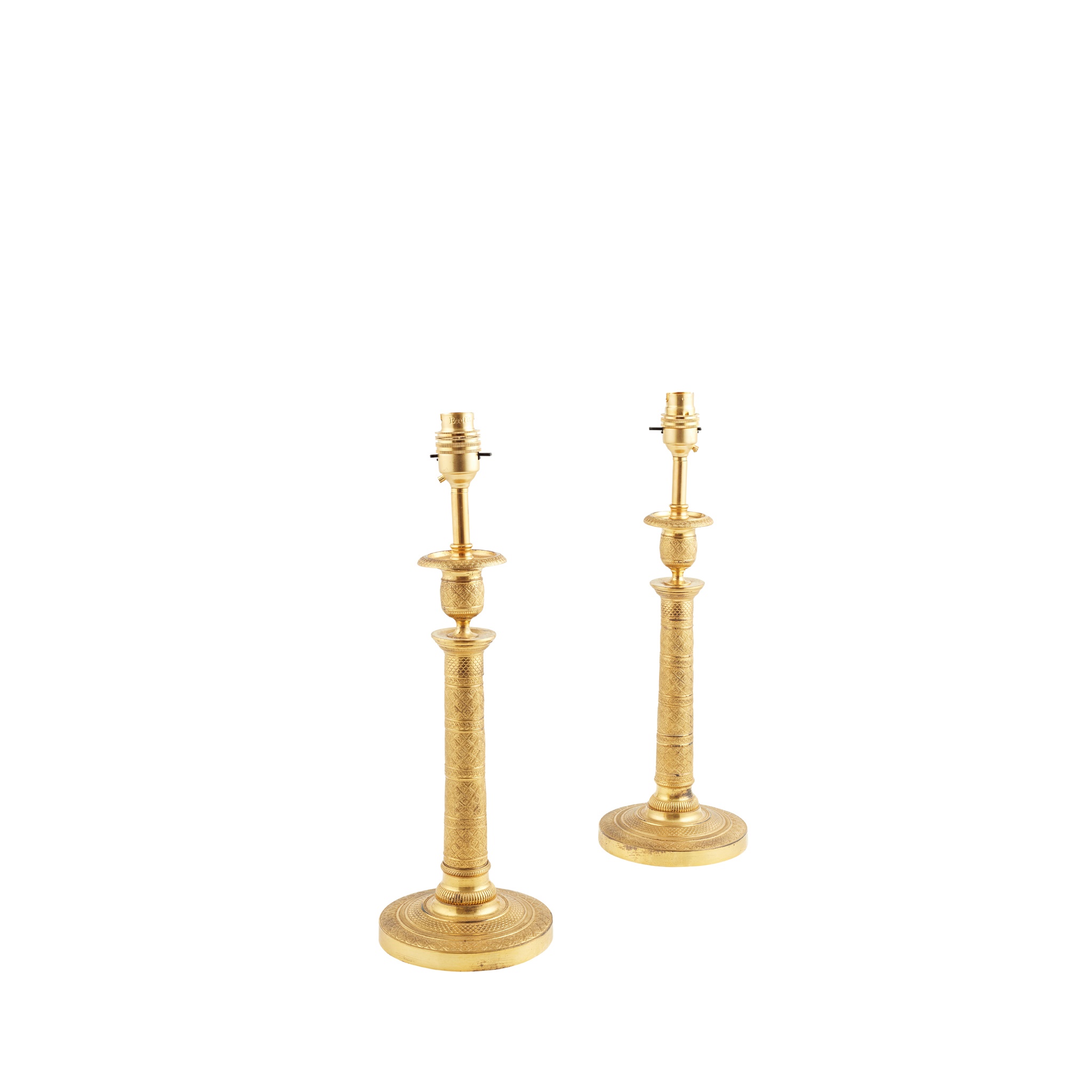 PAIR OF REGENCY STYLE GILT METAL LAMPS 19TH CENTURY - Image 2 of 2