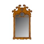 GEORGE I STYLE WALNUT AND PARCEL GILT MIRROR 19TH CENTURY