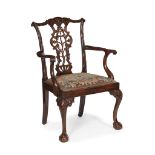 GEORGE III STYLE MAHOGANY ARMCHAIR 19TH CENTURY