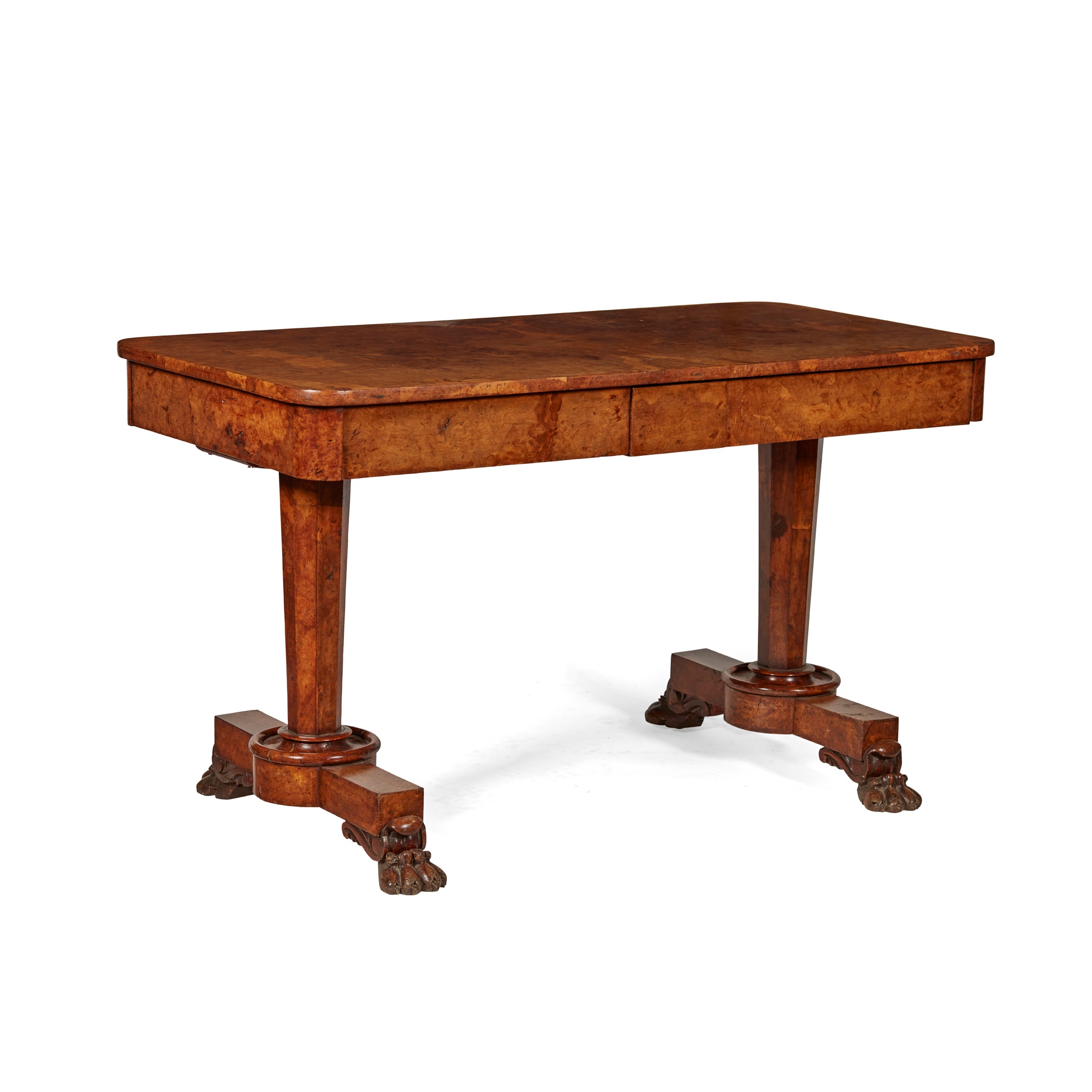 WILLIAM IV BURR ELM LIBRARY TABLE 2ND QUARTER 19TH CENTURY