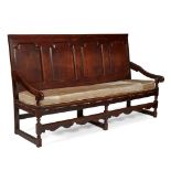 GEORGIAN FOUR PANEL OAK SETTLE 18TH CENTURY