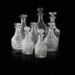 COLLECTION OF VARIOUS DECANTERS WITH STOPPERS 19TH CENTURY AND LATER