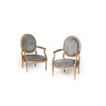 PAIR OF LOUIS XVI GILTWOOD FAUTEUILS 18TH CENTURY