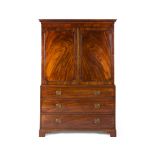 GEORGE III MAHOGANY LINEN PRESS 18TH CENTURY