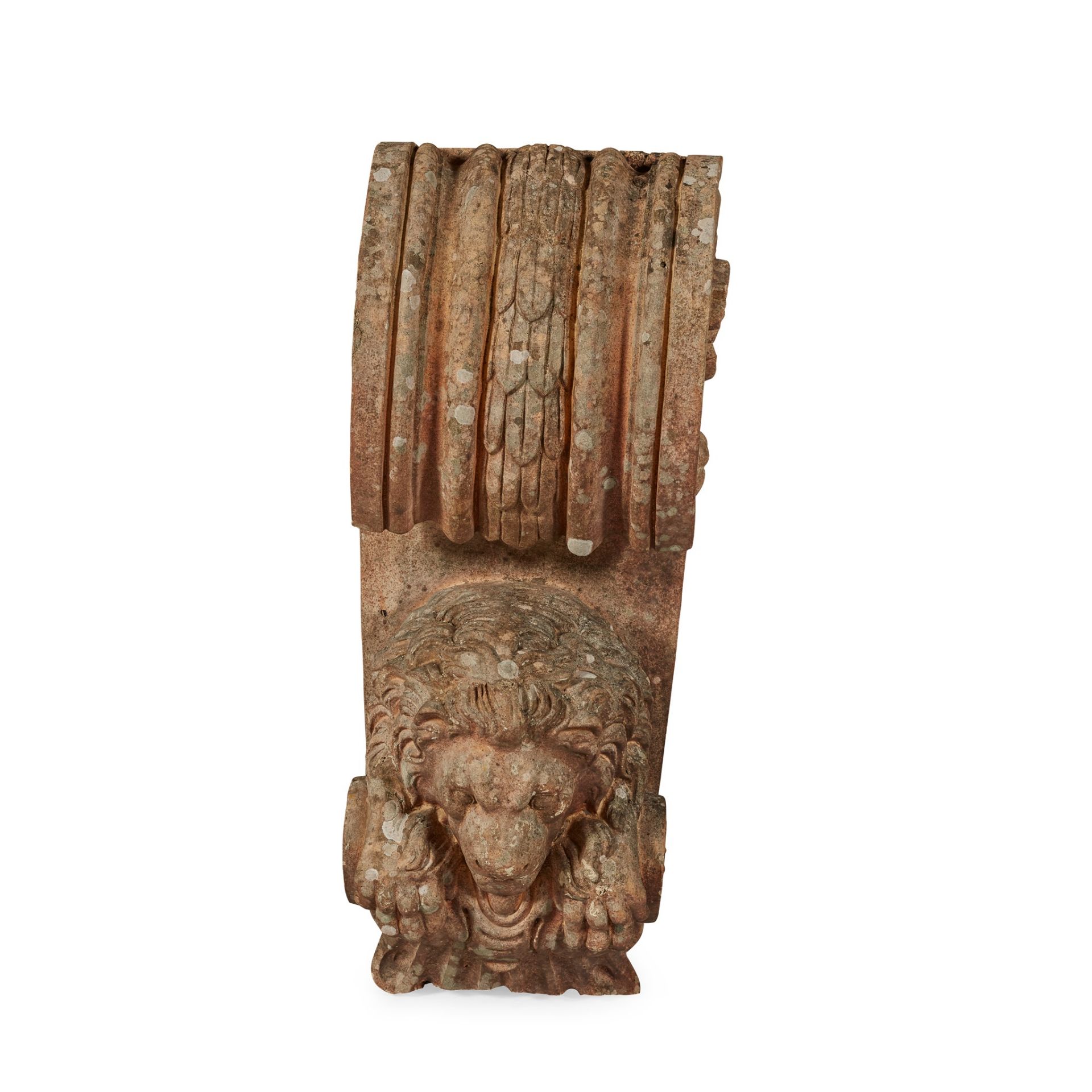 NEAR PAIR OF TERRACOTTA CORBELS, POSSIBLY DOULTON 19TH CENTURY