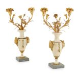 PAIR OF LOUIS XVI ORMOLU AND MARBLE CANDELABRA 18TH CENTURY