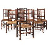 ASSEMBLED SET OF SEVEN SPINDLE BACK CHAIRS EARLY 19TH CENTURY