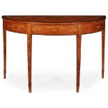 GEORGE III SATINWOOD AND MARQUETRY DEMI-LUNE HALL TABLE LATE 18TH CENTURY