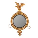 REGENCY GILTWOOD CONVEX GIRONDOLE MIRROR EARLY 19TH CENTURY