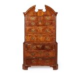 GEORGE I WALNUT, CROSSBANDED, AND INLAID CHEST-ON-CHEST EARLY 18TH CENTURY