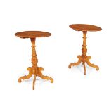 PAIR OF SWEDISH BIRCH OVAL PEDESTAL TABLE 19TH CENTURY