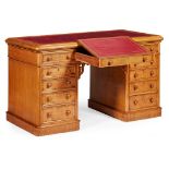 LATE VICTORIAN OAK PEDESTAL DESK 19TH CENTURY