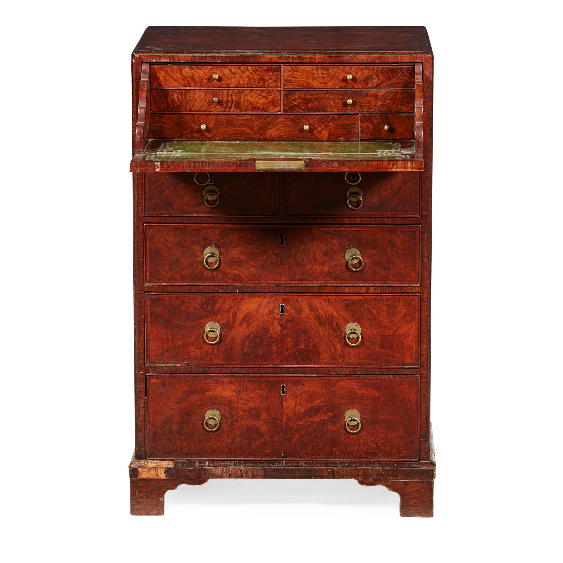 LATE GEORGE II WALNUT DWARF SECRETAIRE CHEST MID 18TH CENTURY