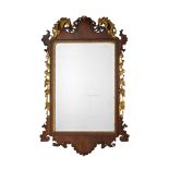 GEORGE II MAHOGANY AND GILTWOOD MIRROR 18TH CENTURY