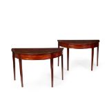 PAIR OF GEORGE III MAHOGANY DEMI-LUNE SIDE TABLES LATE 18TH CENTURY/ EARLY 19TH CENTURY