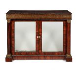 Y SCOTTISH REGENCY ROSEWOOD, EBONY, AND BRASS INLAID SIDE CABINET EARLY 19TH CENTURY