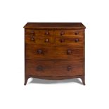 LATE GEORGE III MAHOGANY BOWFRONT CHEST OF DRAWERS EARLY 19TH CENTURY