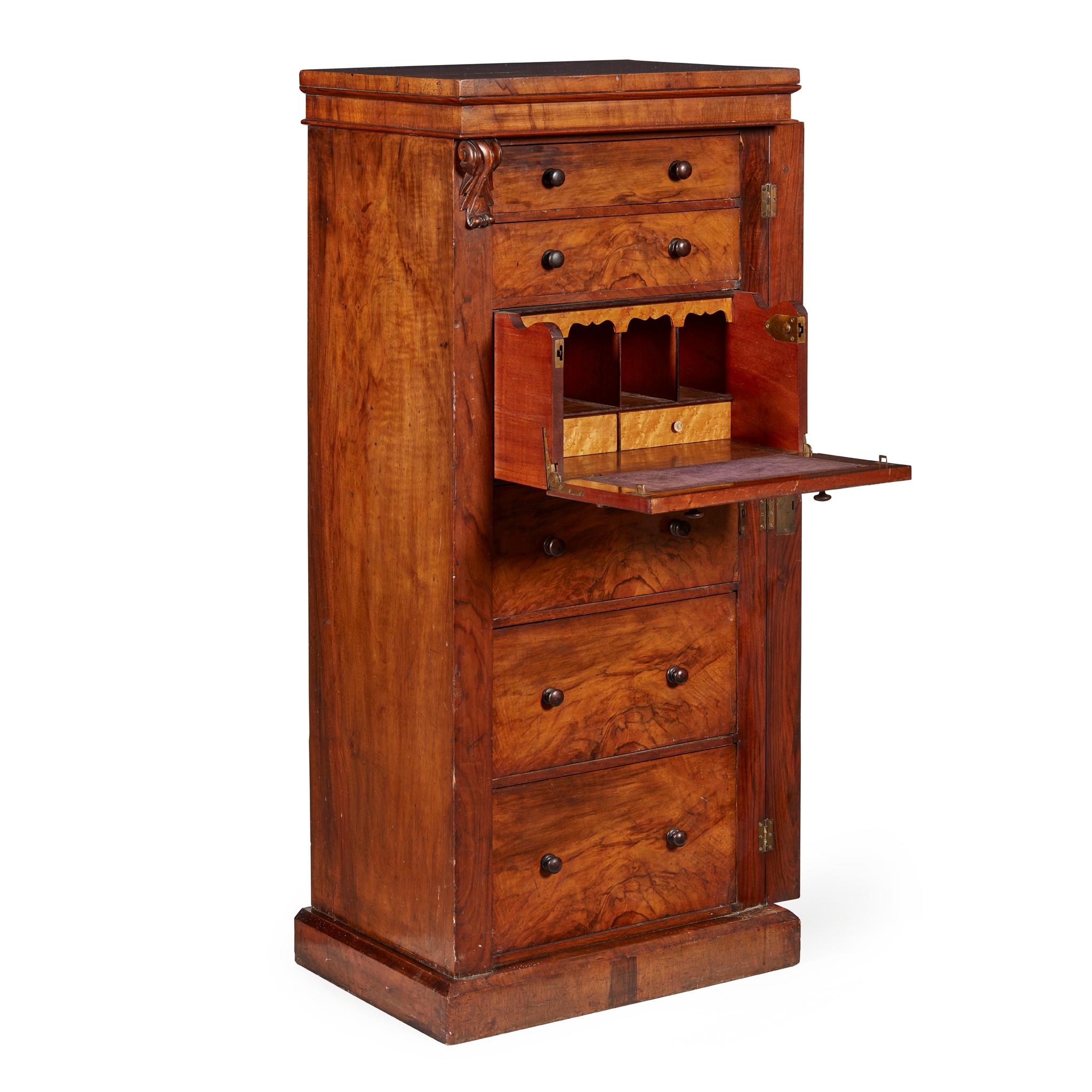 VICTORIAN WALNUT WELLINGTON SECRETAIRE CHEST OF DRAWERS 19TH CENTURY