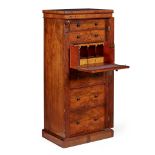 VICTORIAN WALNUT WELLINGTON SECRETAIRE CHEST OF DRAWERS 19TH CENTURY