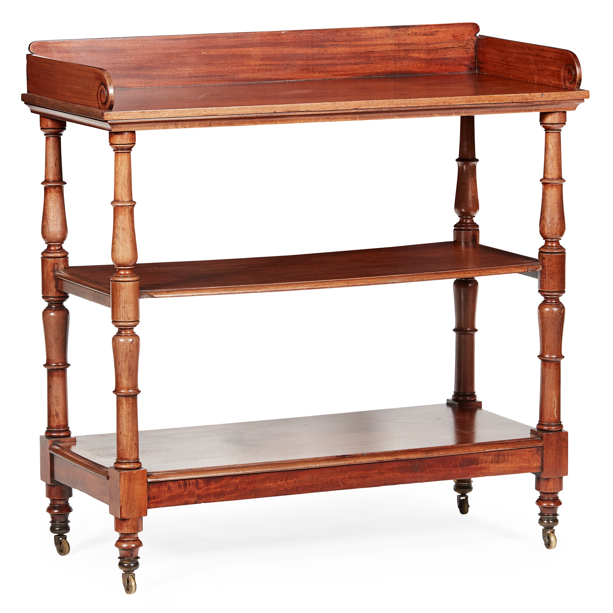 LATE REGENCY MAHOGANY THREE TIER BUFFET EARLY 19TH CENTURY