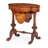 VICTORIAN WALNUT WORK TABLE MID 19TH CENTURY