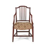 GEORGE III MAHOGANY OPEN ARMCHAIR LATE 18TH CENTURY