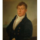 19TH CENTURY SCOTTISH SCHOOL HALF LENGTH PORTRAIT OF CAPTAIN LESLIE RUNCIMAN